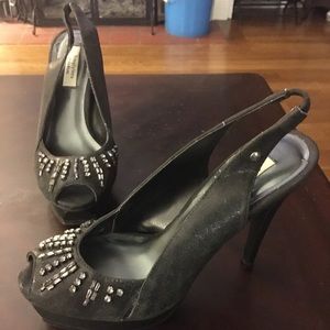 Embellished Peep Toe Heels